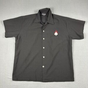 Johnny Suede Shirt Mens XL Black Bowling Flaming Card Suits Made USA Dice